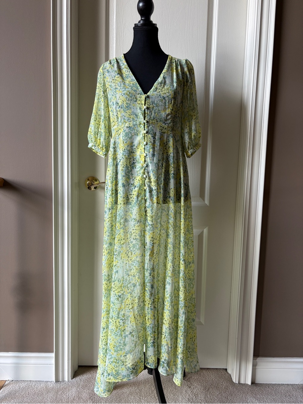 MNG Floral Printed Dress, Light Green